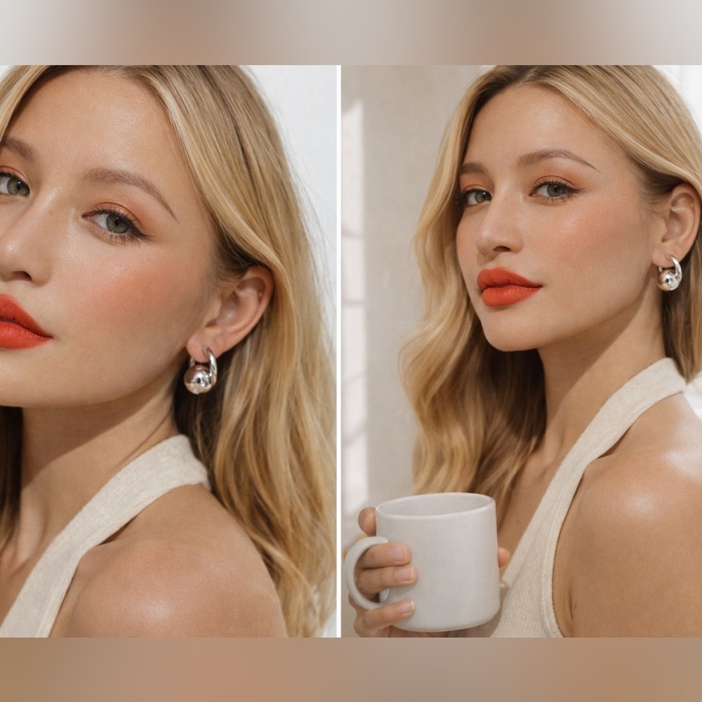 Silver Ball Hoop Earrings – Minimal Chic – Everyday Statement – Gift Ready